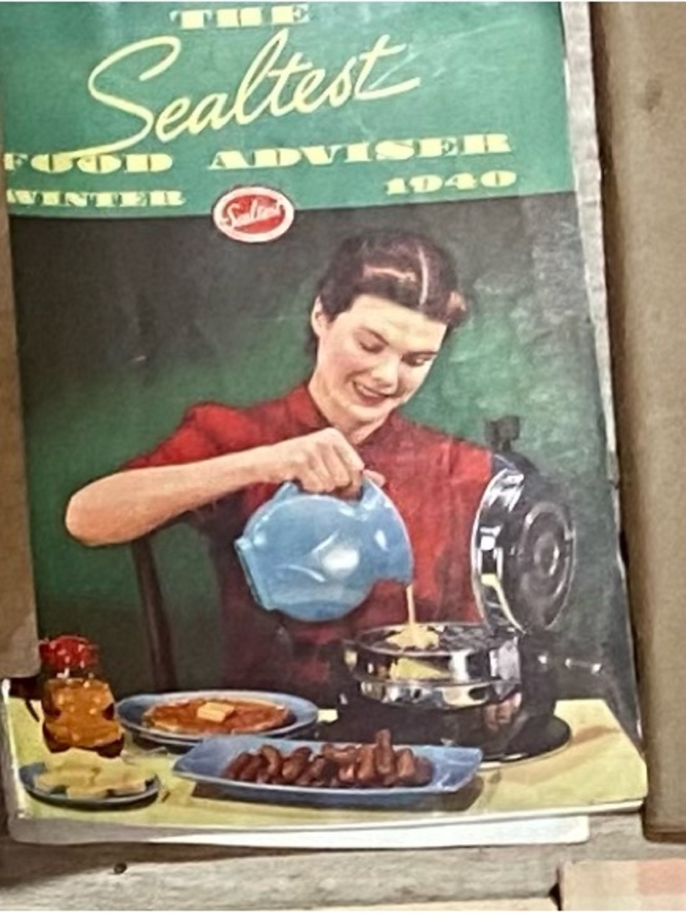 Vintage 1940s 40s RETRO Sealtest Cookbook green blue Fiestaware pretty girl lady